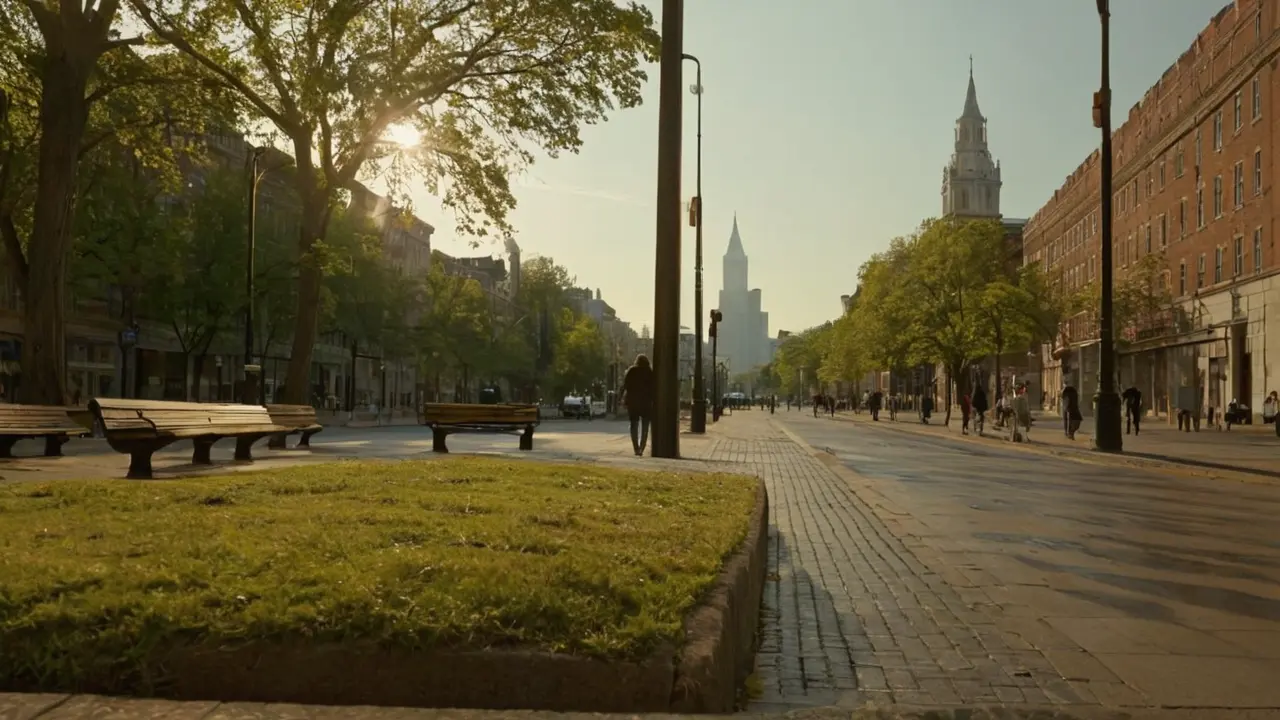 Hier ist eine mögliche Antwort:Stadtstraße: Urbaner Alltag, Licht und Schatten