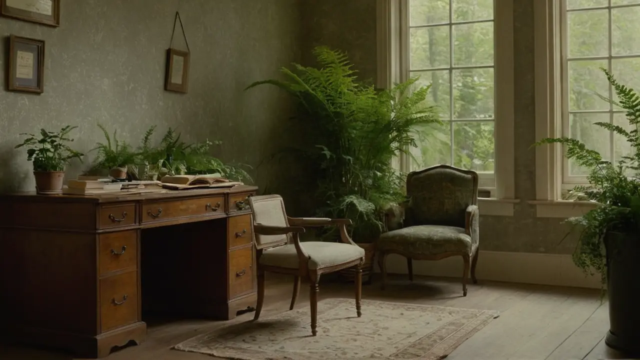 Hier ist eine passende Übersetzung:Warmes Licht erhellt ein gemütliches Zimmer