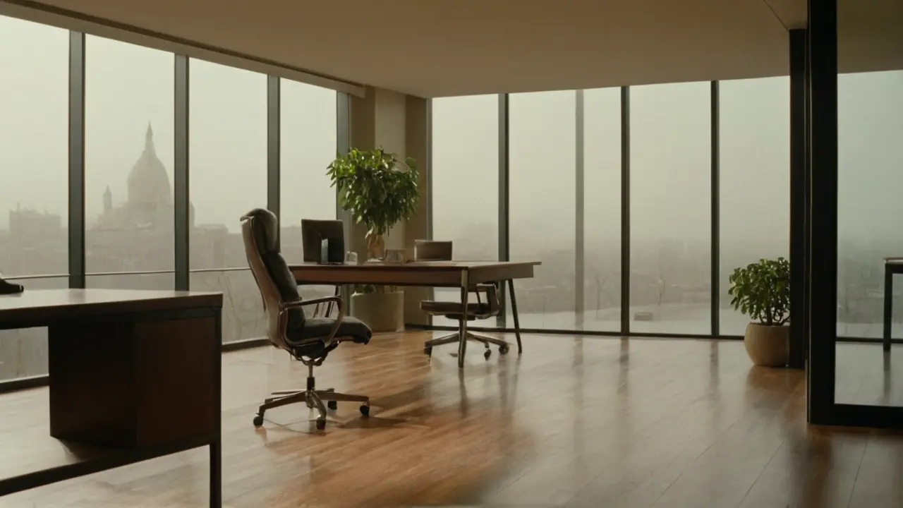 Hier ist eine mögliche Antwort:„Ruhe, Licht, Büro, Alltag.“ (Ruhe, Licht, Büro, Alltag – Paz, Luz, Oficina, Día a día)