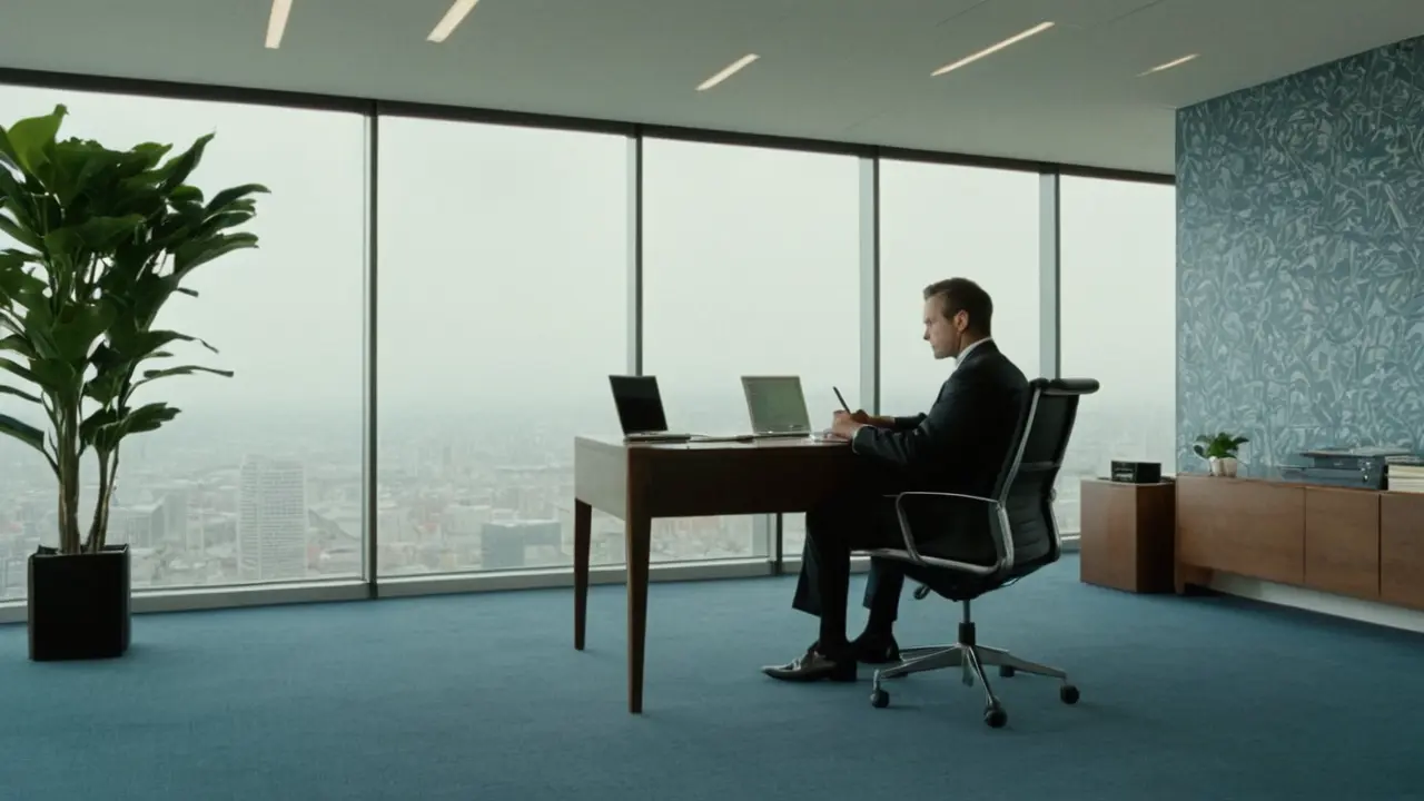 Hier ist eine kurze Phrase:Modernes Büro, ruhige Konzentration. (Edificio moderno, concentración tranquila.)