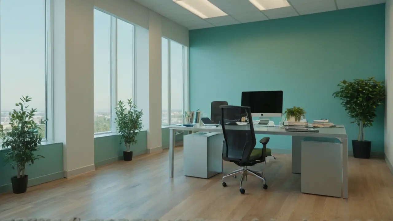Hier ist eine kurze Antwort:Moderne, lichtdurchflutete Büroräume wirken ruhig