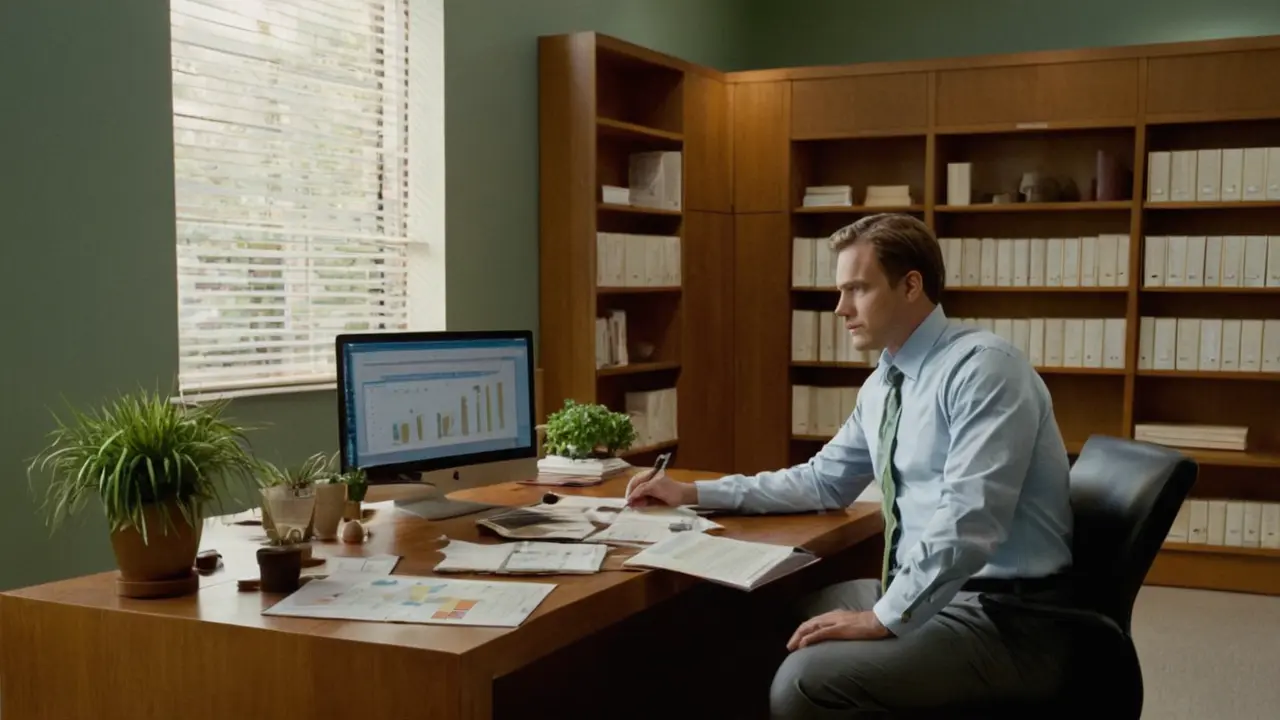 Hier ist eine Option:Moderne Arbeitsplatz, sanftes Licht, Ruhe