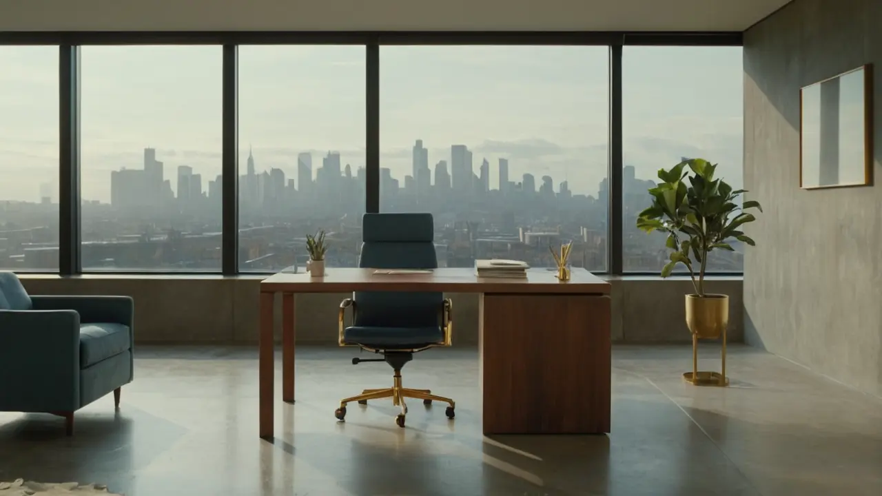 Hier ist eine mögliche Antwort:Ein ruhiger, lichtdurchfluteter Büeroalltag